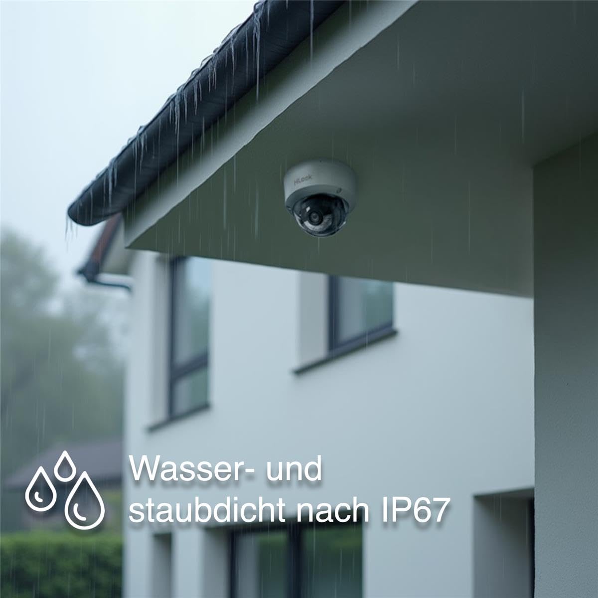 HiLook PoE IP Überwachungskamera aussen 4K 8MP ohne WLAN Nachtsicht IP67 | Livebild per App, Personen-/Fahrzeugerkennung, NVR-Einbindung und wetterfestes Gehäuse im Außenbereich