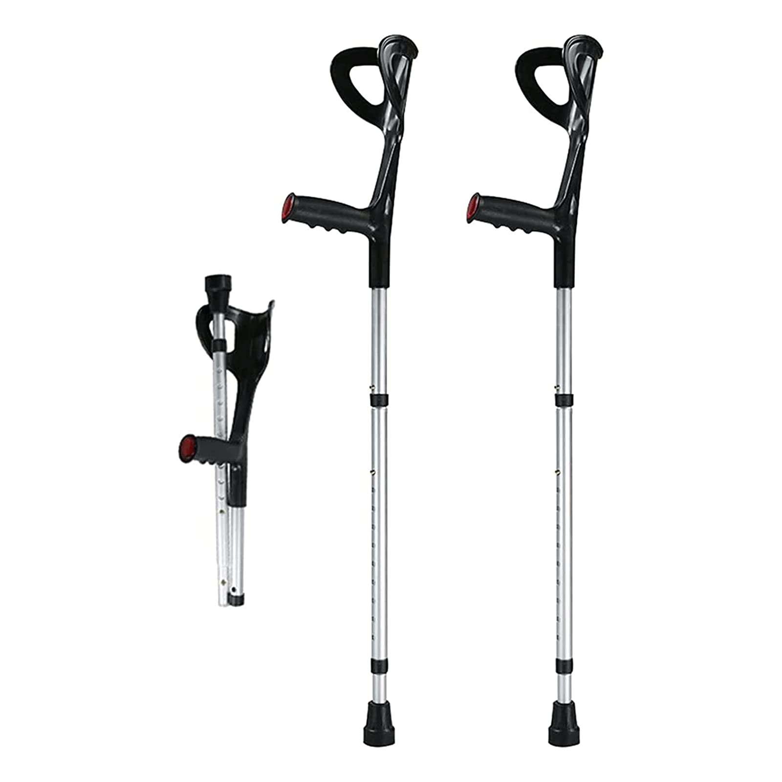 PAASHE Muletas portátiles, 1 par de Bastones con puños Abiertos, Bastones Plegables de Aluminio para antebrazos, Bastones para Caminar Ligeros y Ajustables