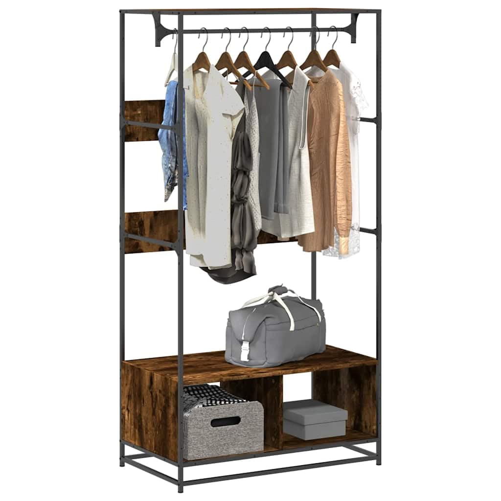 Porte-vêtements en chêne fumé et métal au design minimaliste et chic