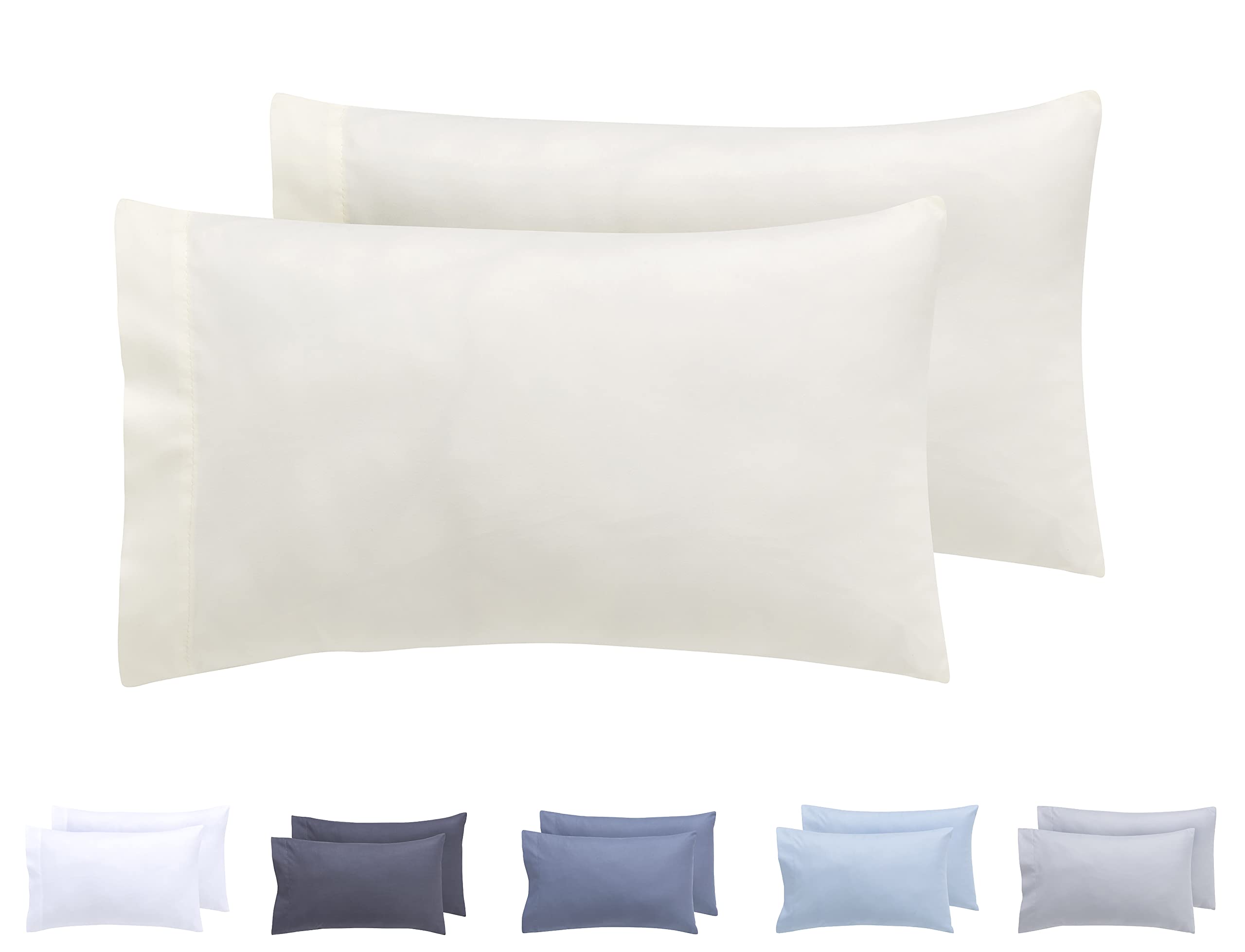 Todocama – Juego de 2 Fundas de Almohada, Microfibra Extra Suave, hipoalergénicas. Juego de 2-90x40 cm Blanco — view 40