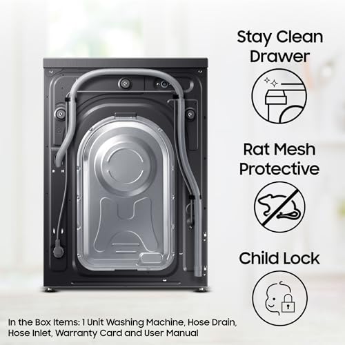 Image of Samsung 8 kg, 5 star, Eco Bubble Technology, AI Control, Wi-Fi, Fully-Automatic Front Load Washing Machine (WW80T504DAB1TL, Hygiene Steam, Black Caviar, Awarded as Washing Machine Brand of the year)