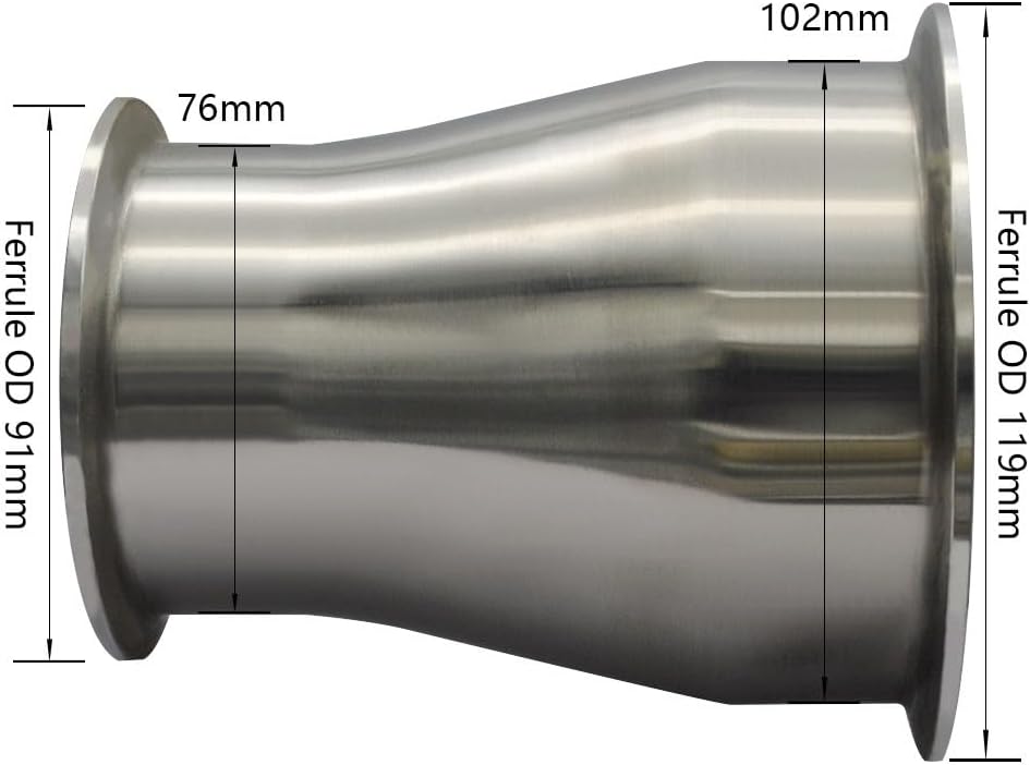 Fitting Reducer Fitting 304 Tri Clamp Ferrule Style 1.5" Tube OD to 2" Tube OD(Pipe76mm-102mm)