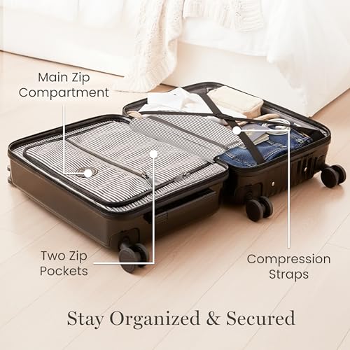 Martha Stewart The Bedford 3 Piece Rolling Luggage Set, Hardshell Suitcases with Spinner Wheels, 22/26/30 Inch, Black by Martha Stewart - Image 3