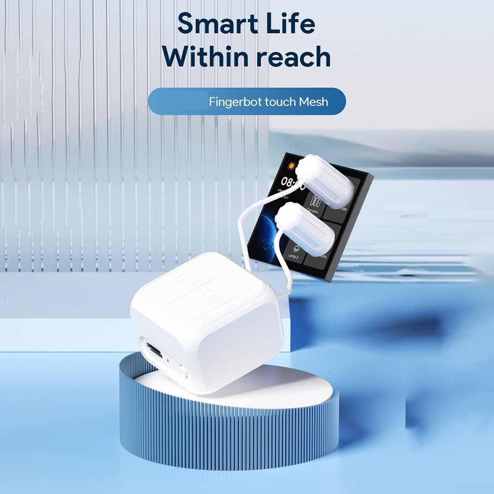TUYA Smart Touch Switch, 5.0 Dual Control Clicker für kapazitive Bildschirme, APP-Fernbedienung und geplante Aufgaben, 500 mAh wiederaufladbarer Finger für BOT für Heimautomatisierung, Weiß