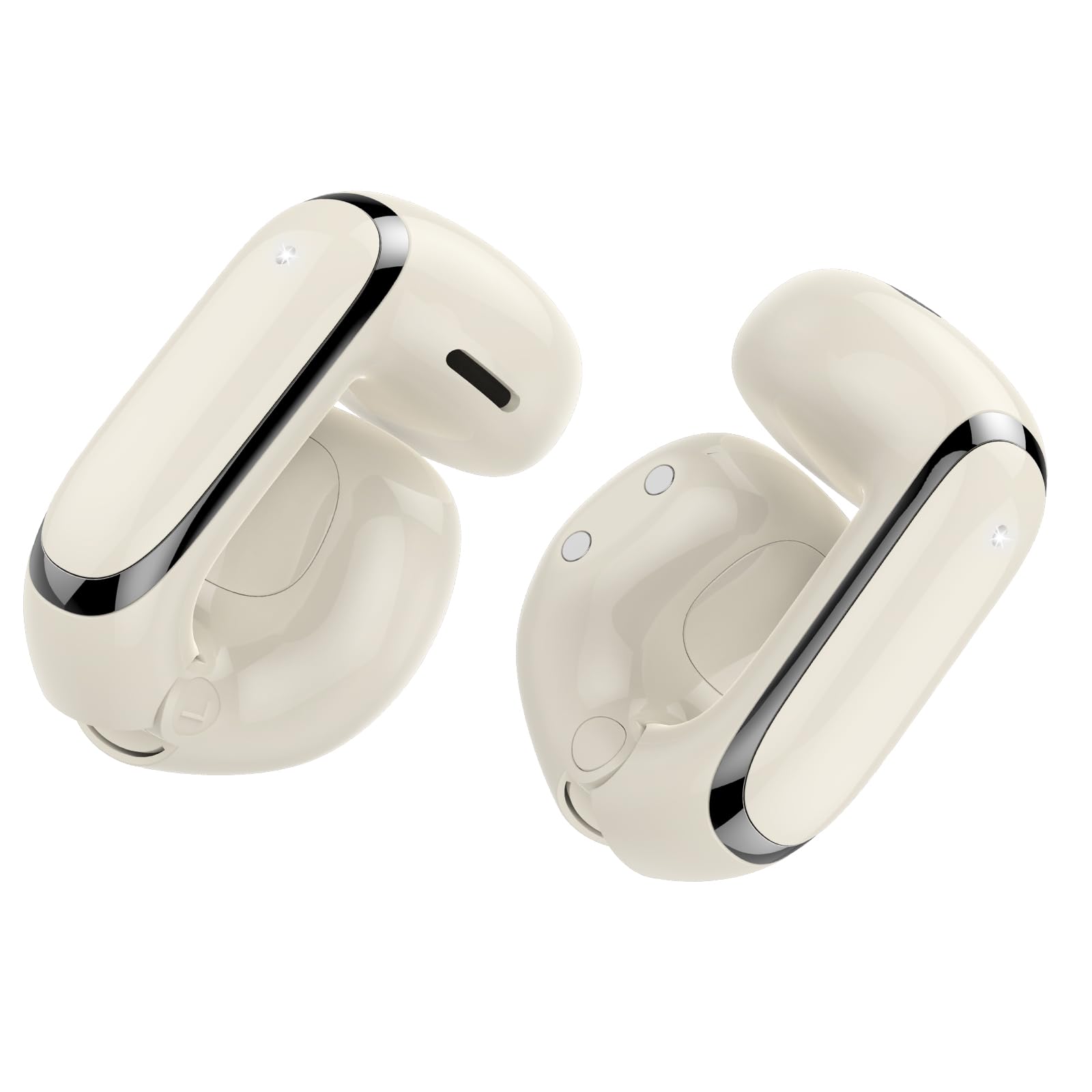 Open Ear Kopfhörer Bluetooth 5.4 Clip On Kopfhörer Kabellos, Cremeweiß | Beeindruckender Klang, 42H Lightweight und Bequem Open Ear kabellose Earbuds