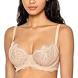 DOBREVA Mujer Sujetador Push Up Bralette de Encaje con Aros Sin Relleno Beige 85E