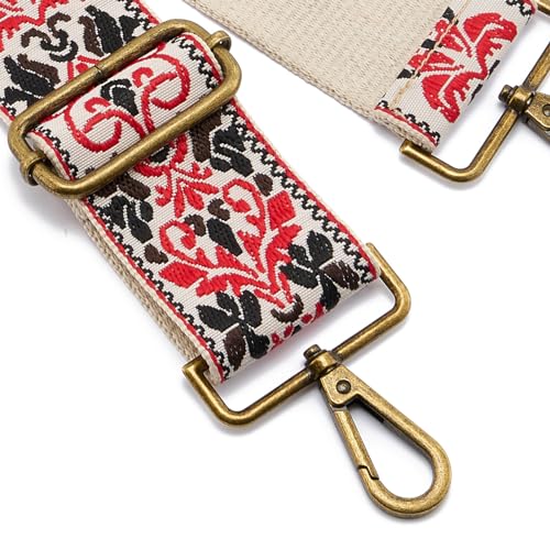 Image of ZOOEASS Bronze Buckles Purse Strap, 2 inch Wide Crossbody Handbag Strap Adjustable Replacement Shoulder Strap Vintage Embroidery