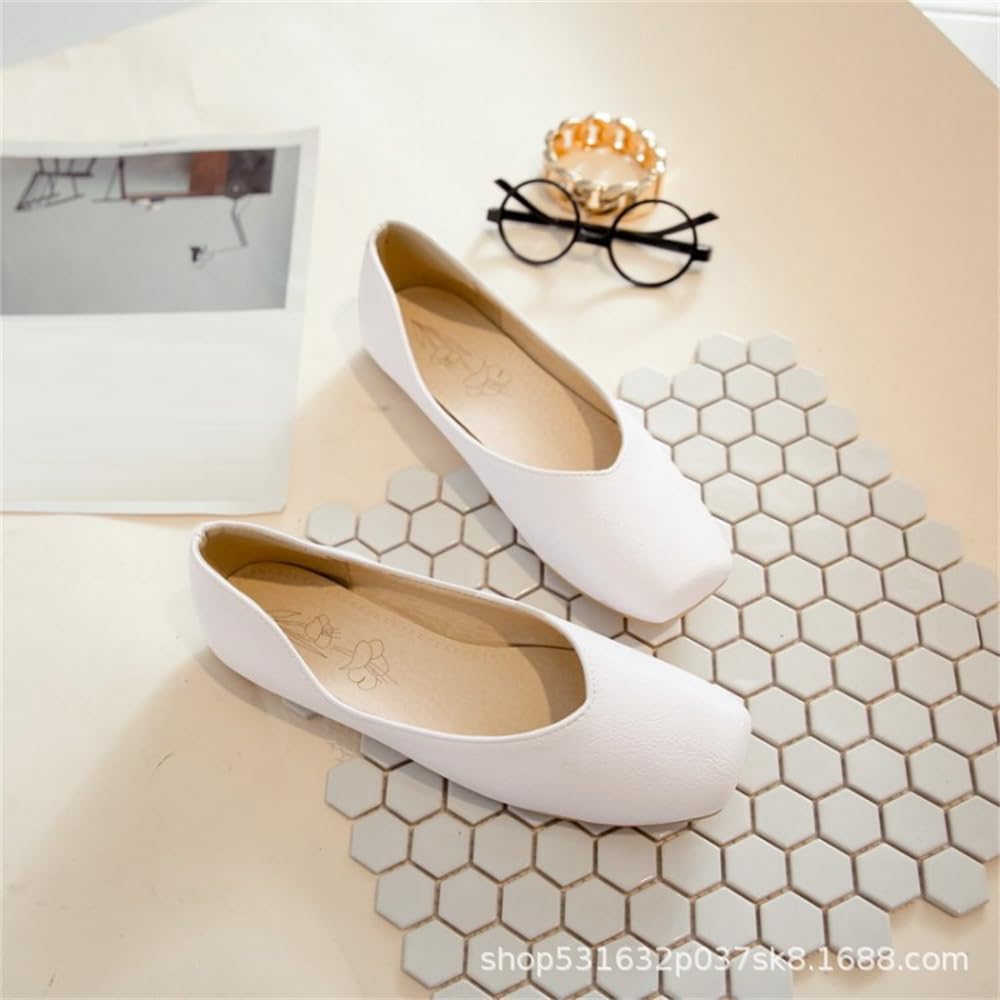 Donna Chiuso Quadrato Piede Piatti Solidi 2cm Slip-on Peso Leggero camminando Tacco Alto Moda Formale Lavoro Ufficio Scarpe