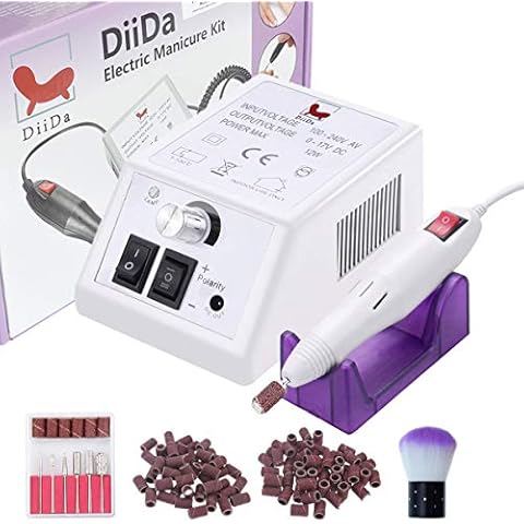 DiiDa Professional Electric Manicure Drill Set White Acrylic Nail Gel Polish Remover Electric Nail Files Pedicure Kit Cover