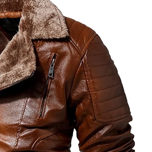 Chaqueta de cuero sintético para hombre, motociclista miniatura 2
