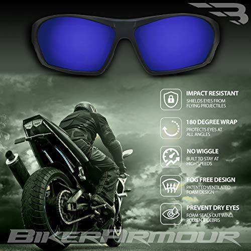 Bikershades Motorcycle Glasses For Men Women Windproof Removable Foam Cushion Aqua Blue Mirror Lens Riding Biker Shades Atv Goggles #TOP1