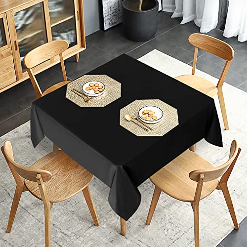Image of sancua 2 Pack Black Tablecloth 54 x 54 Inch, Stain and Wrinkle Resistant Square Table Cloth - Washable Polyester Table Cover for Dining Tables, Buffet Parties and Camping