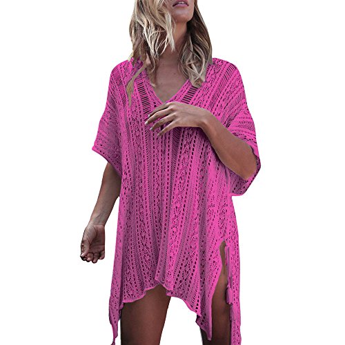 Gibobby Women's Chiffon Swimsuit Beach Bathing Suit Cover Ups for Swimwear Hot Pink