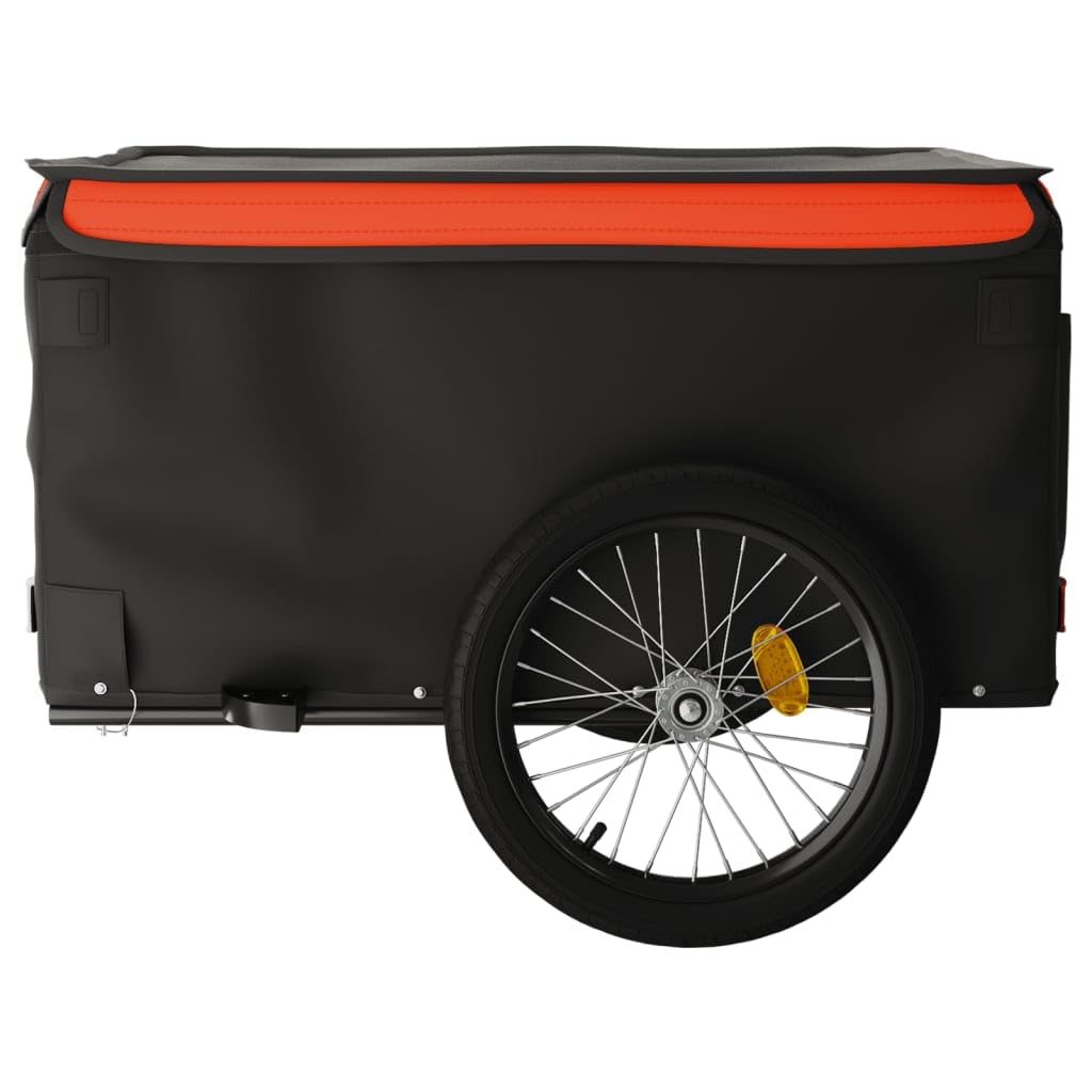 Remolque de Carga para Bicicleta Hierro Negro y Naranja 45 kg Bicicleta Plegable Adulto Remolque Bicicleta