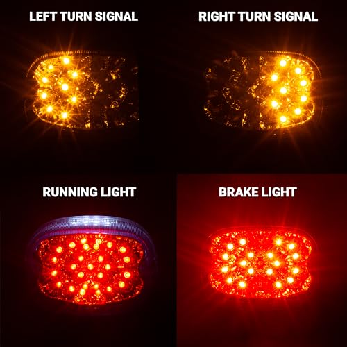 Eagle Lights 8900TL2-R Squareback LED Tail Light Kit with Integrated Turn Signals for Harley Davidson Motorcycles - Red - Thumbnail 6