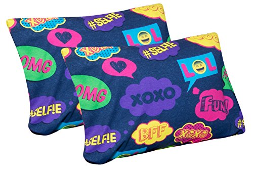 Arkwin Home Products 100% Jersey Knit Cotton, 2 Standard Pillow Case (Denim Bubble Text)