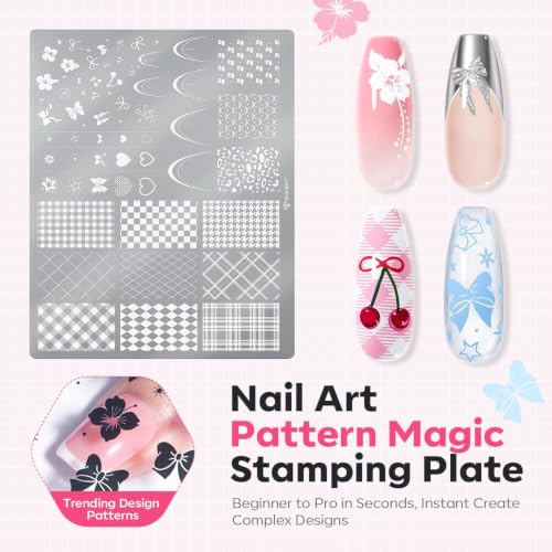 Image of modelones 16 PCS Fall Nail Stamping Plate Set, French Oval Chain Nail Stamping Plate