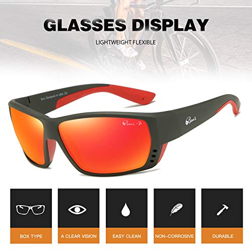 Image of Bevi Polarized Sports Sunglasses Ultralight TR90 Frame Glasses Flexible and Durable for Men Women Sun Glasses
