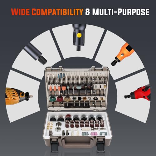 Katerk 420PCS Rotary Tool Accessories Kit Universal Drill Bit Tool Set Fits Dremel Rotary Tool 1/8" Shanks for Easy Cutting, Sanding, Polishing, Carving, Grinding, Sharpening, Drilling, Engraving