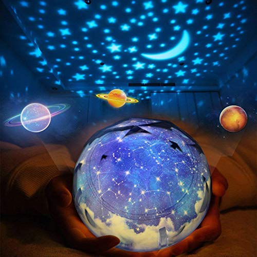 Preisvergleich Produktbild ZHAOYANG Rotierende Sterne Nachtlicht Projektor Lampe Sternenhimmel Projektorlampe Schlaf Sternennacht Universum mit 6 Filme&3 Modus Dekorationen Lichter Kinder Geschenk Spielzeug Schlafzimmer