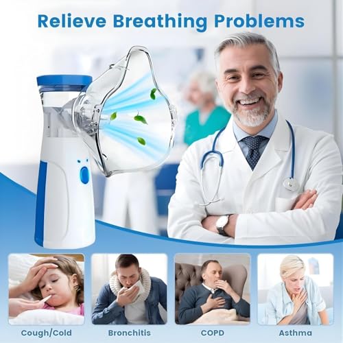 Image of TEKCOOL Nebulizer,Portable Mesh Nebulizer Mini Vaporizer Handheld Atomizers for Adults and Children,Ultrasonic Humidifier for Home and Travel Use, Steam Mesh Inhalator(Blue-Self Cleaning Upgrade)'