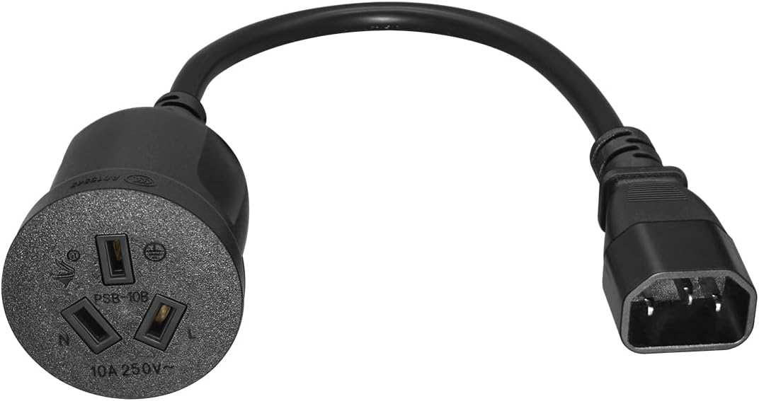 IEC C14 to Au Short Power Cord Plug,IEC 320 C14 Male Plug to Australia/New Zealand AS3112 3-Prong Female Short Power Cable,IEC Cable,16AWG,1ft/0.3m image 2