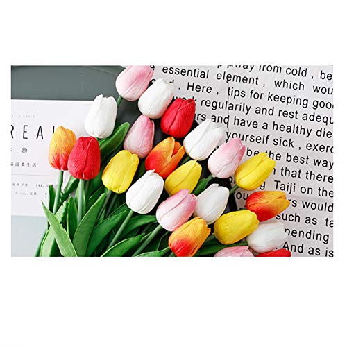 Shine-Co Lighting Artificial Pu Tulips 10Pcs Real Touch Fake Flower Arrangement Bouquets For Home Office Wedding Decoration (Pink) #TOP4