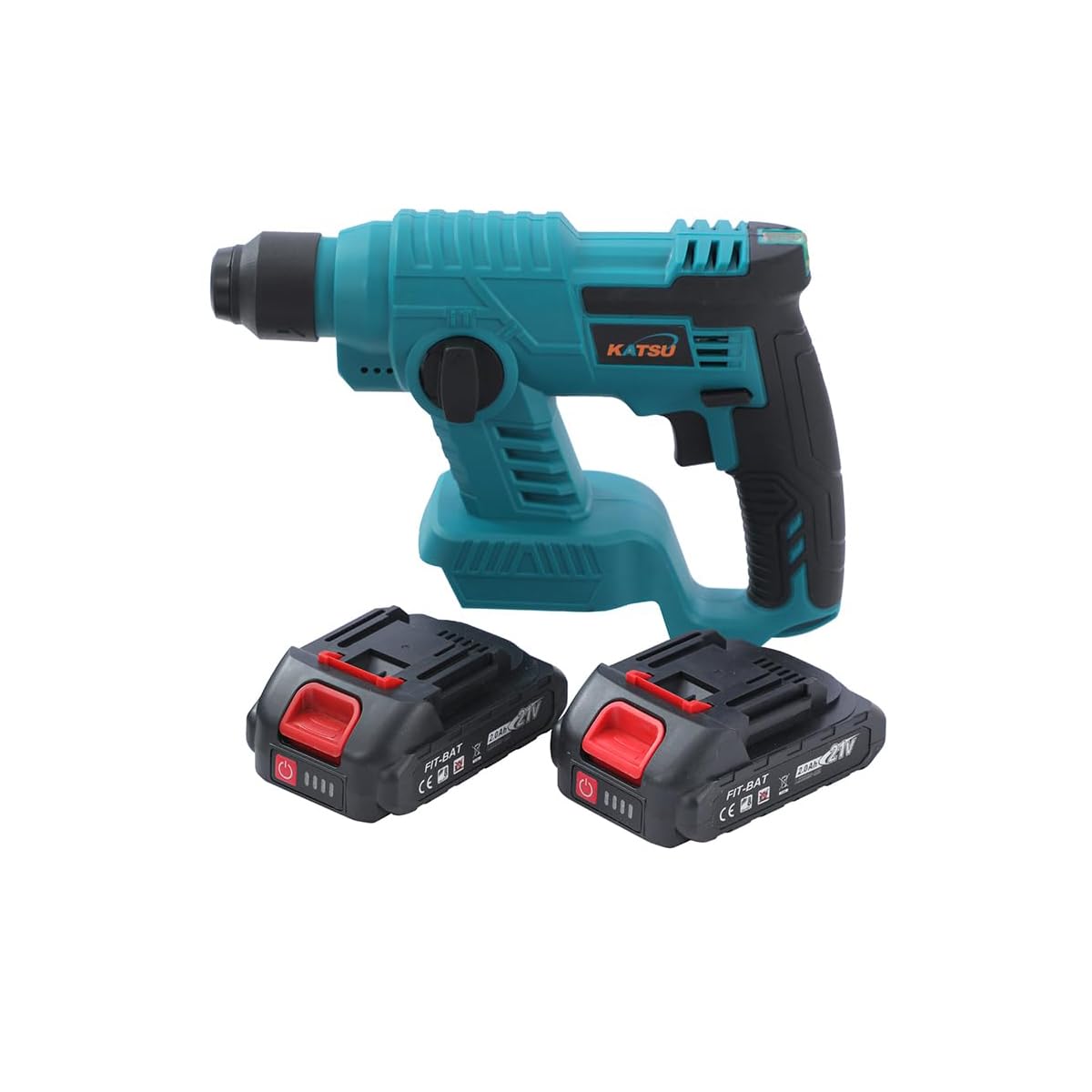 KATSU FIT-BAT 21V Marteau Perforateur sans Fil avec 2 x 1,5Ah Batterie et Chargeur, SDS Perceuse à Percussion Rotative pour Perçage du Béton, de l'Acier et du Bois (Budget)