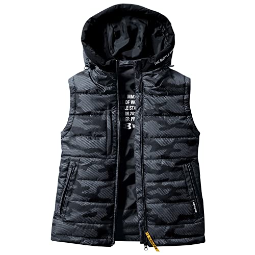 バートル 秋冬用 防寒 フーディベスト(ユニセックス) 耐久 撥水 加工 アウトドア ストレッチ BURTLE 作業服 作業着 ストラップ付<005-5034-ス>(64-アーバンブラック M)