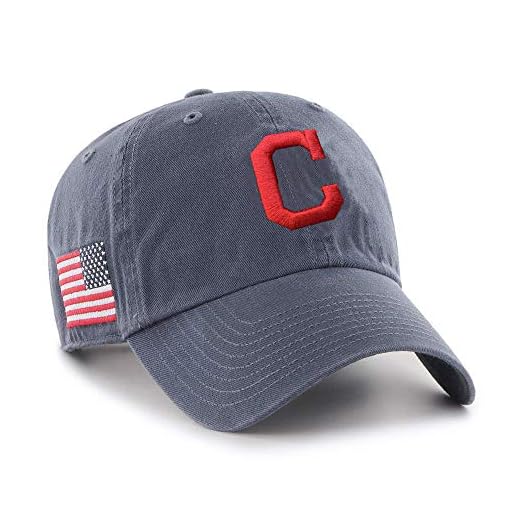 '47 MLB Heritage Clean Up Adjustable Hat, Adult One Size Fits All (Cleveland Indians Navy)