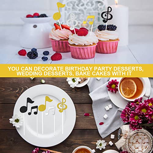 Doerdo 18Pcs Music Cupcake Toppers Musical Note Cake Topper For Musician Themed Birthday Wedding Baby Shower Party Decorations Supplies (3 Colors) #TOP6