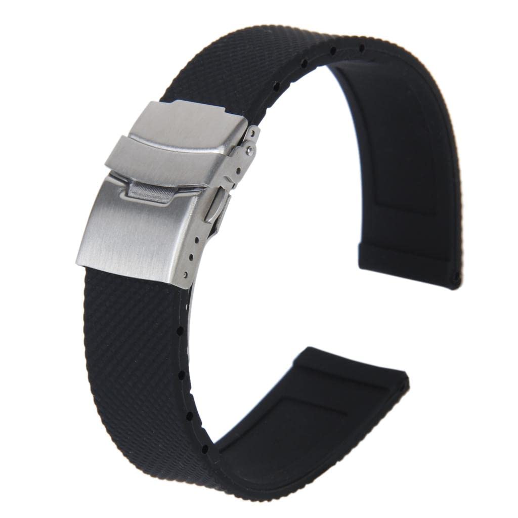 UJEAVETTE® Sports Black Silicone Rubber Watch Strap Band Deployment Buckle Waterproof 20Mm (B0BSFDR2VY) Amazon Price History, Amazon Price Tracker