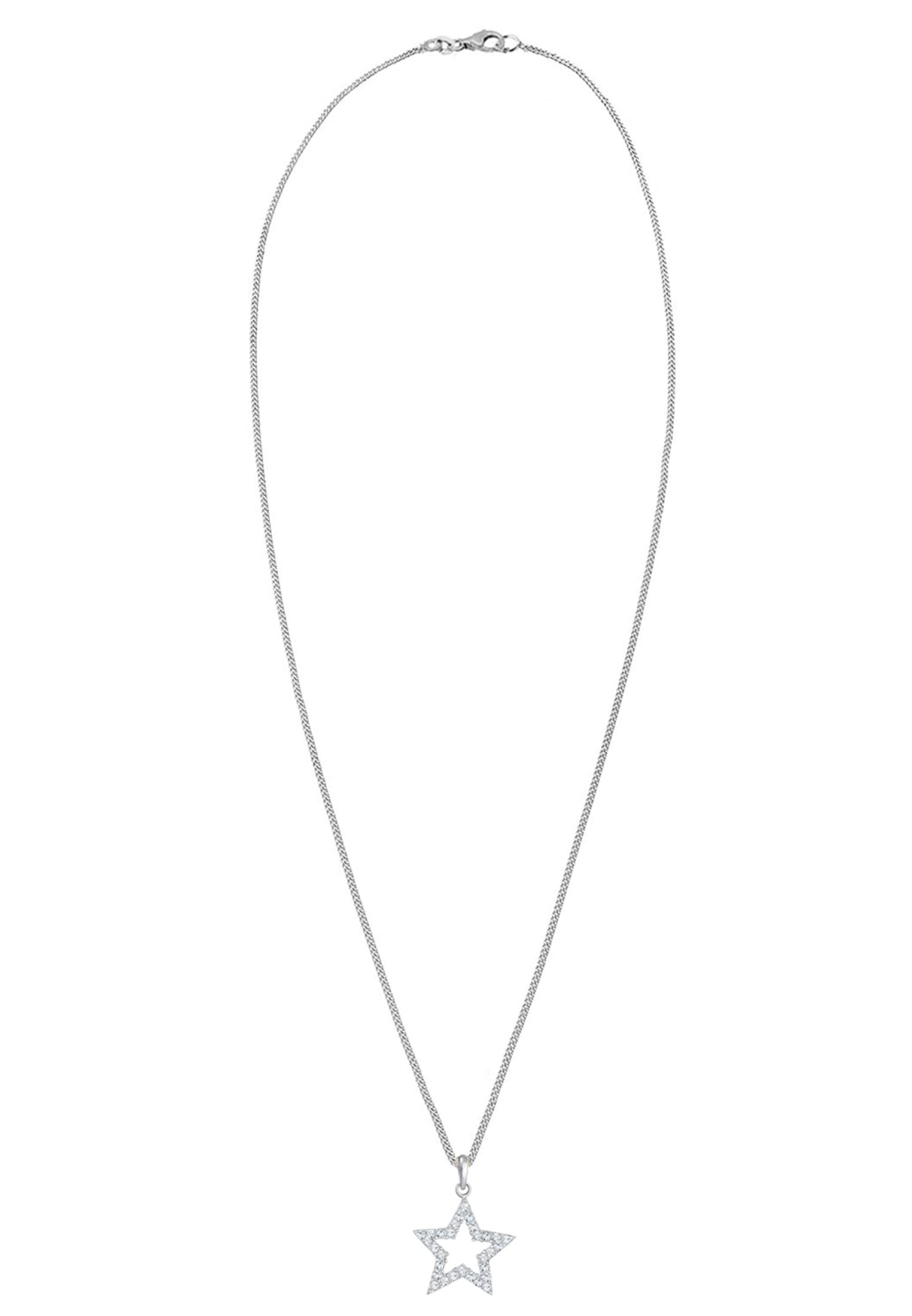 Elli Halskette Damen Stern Anhänger Astro mit Kristallen in 925 Sterling Silber