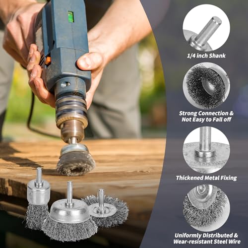 Image of 40 Pack Wire Wheel for Drill 1 /4-Inch Hex Shank, Carbon Steel Wire Wheel Brush Set, Heavy Duty Wheel Brush, Cup Brush, Pen Brush Set for Rust Removal, Abrasive and Drill
