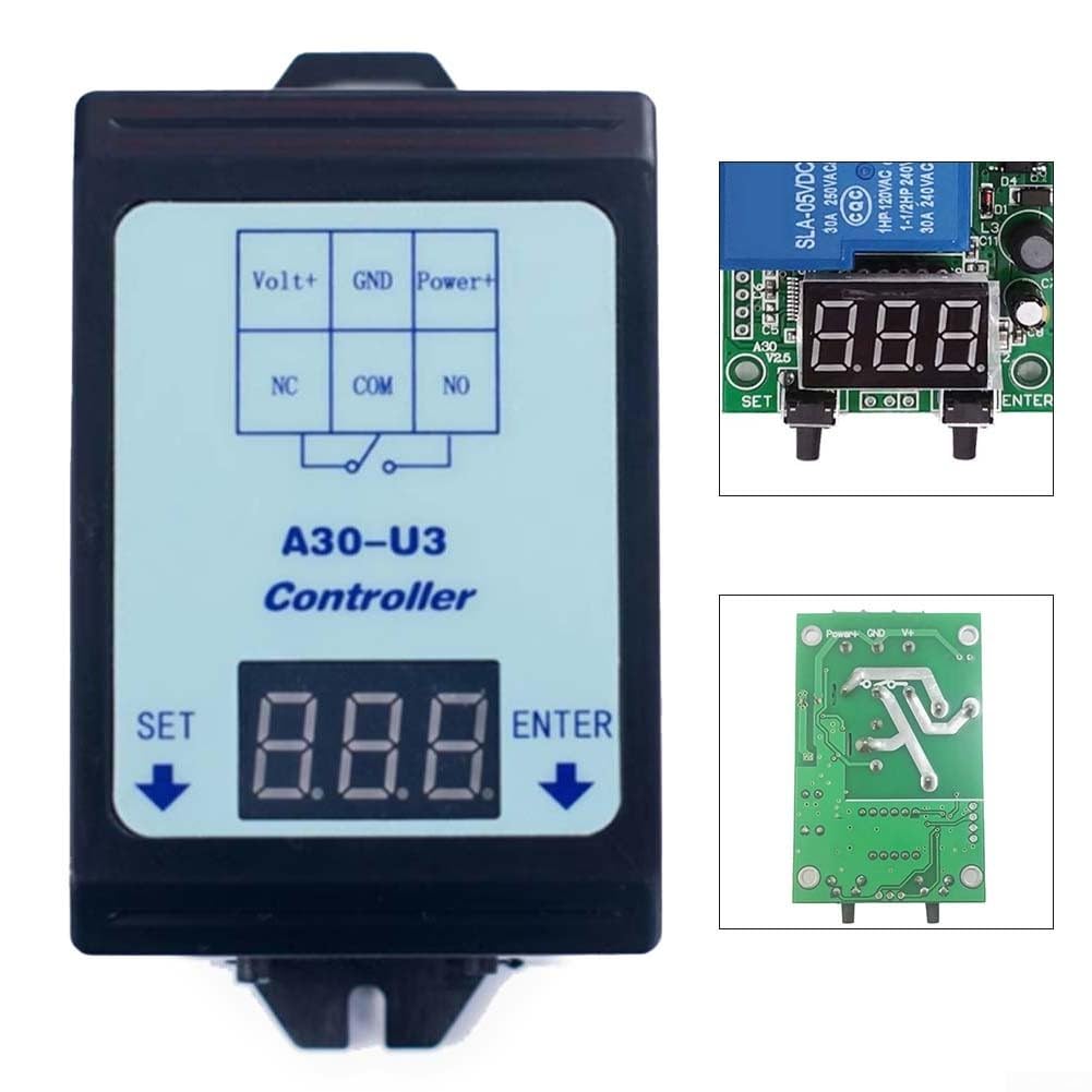 Relè di Tempo di Ritardo di Tensione DC A30-U3 Controller di Tempo di Ritardo 6-80V Gamma di Monitoraggio per Apparecchiature Elettriche per Carico di Contatto 30A 4 Modalità di Lavoro Tempo di