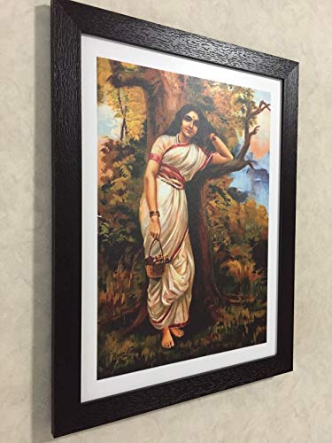 Image of Adventures� *Ahilya in Upwan*- Two Paintings by Raja Ravi Varma, Set of 2 Wall D�cor Frames. Matt Satin Print with MDF & 1 inchPS Black Frame. Size 14 inchx18 inch each.
