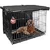 Dog Crate Cover 48 inch, Large Dog Kennel Cover for Cages with1 2 3 Doors, Waterproof 600D Oxford Fabric Privacy Cover Indoor/Outdoor Black (Only Cover)