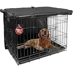 Dog Crate Cover 48 inch, Large Dog Kennel Cover for Cages with1 2 3 Doors, Waterproof 600D Oxford Fabric Privacy Cover Indoor/Outdoor Black (Only Cover)