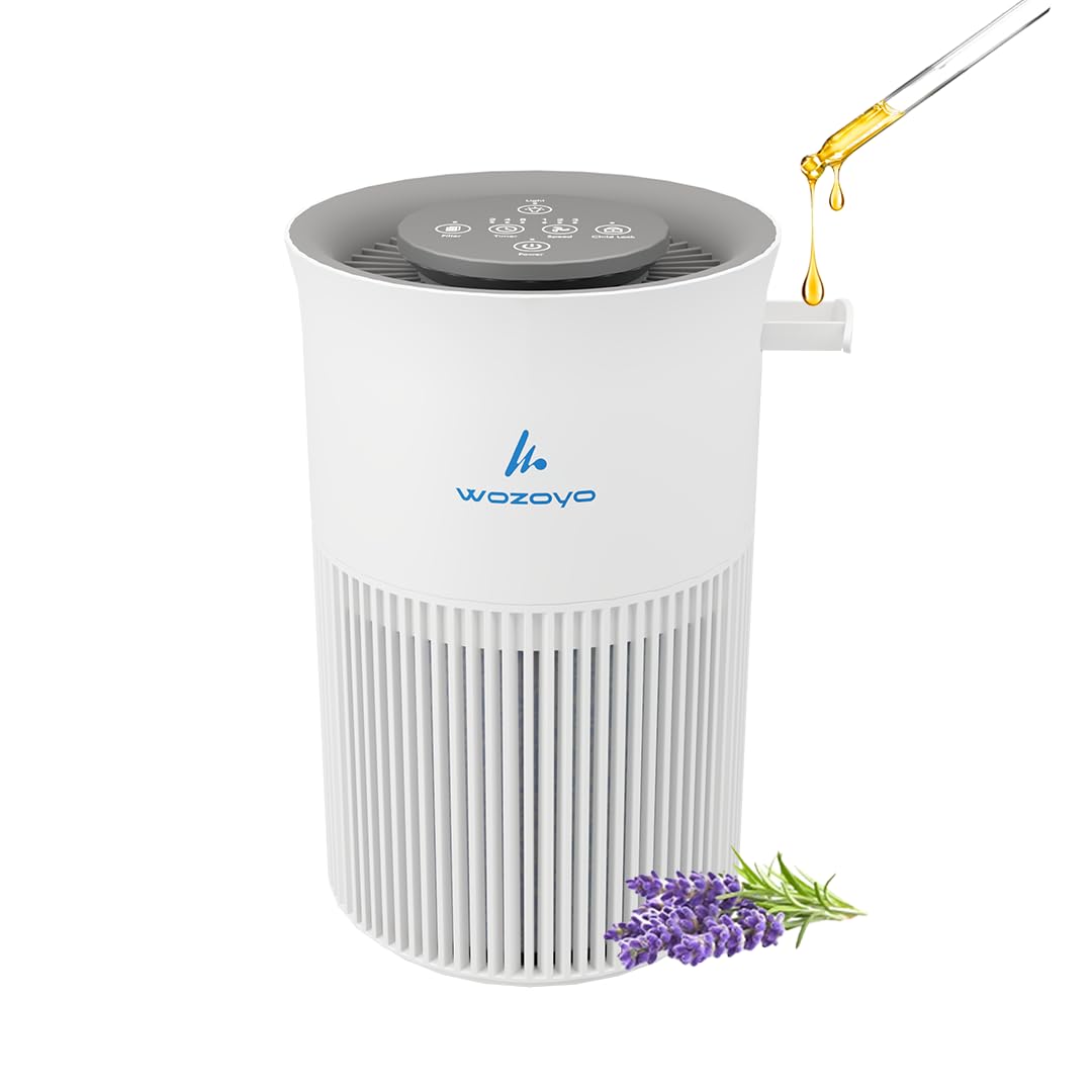Pure Air PA1 Wozoyo Air Purifier For Bedroom Home, Office, Desktop, AHAM VERIFIDE, Covers Up To 300 ft², 3-in-1 HEPA Filter Cleaner With Aroma Pad, Filters Smoke, Pet Dander, Odor, Dust