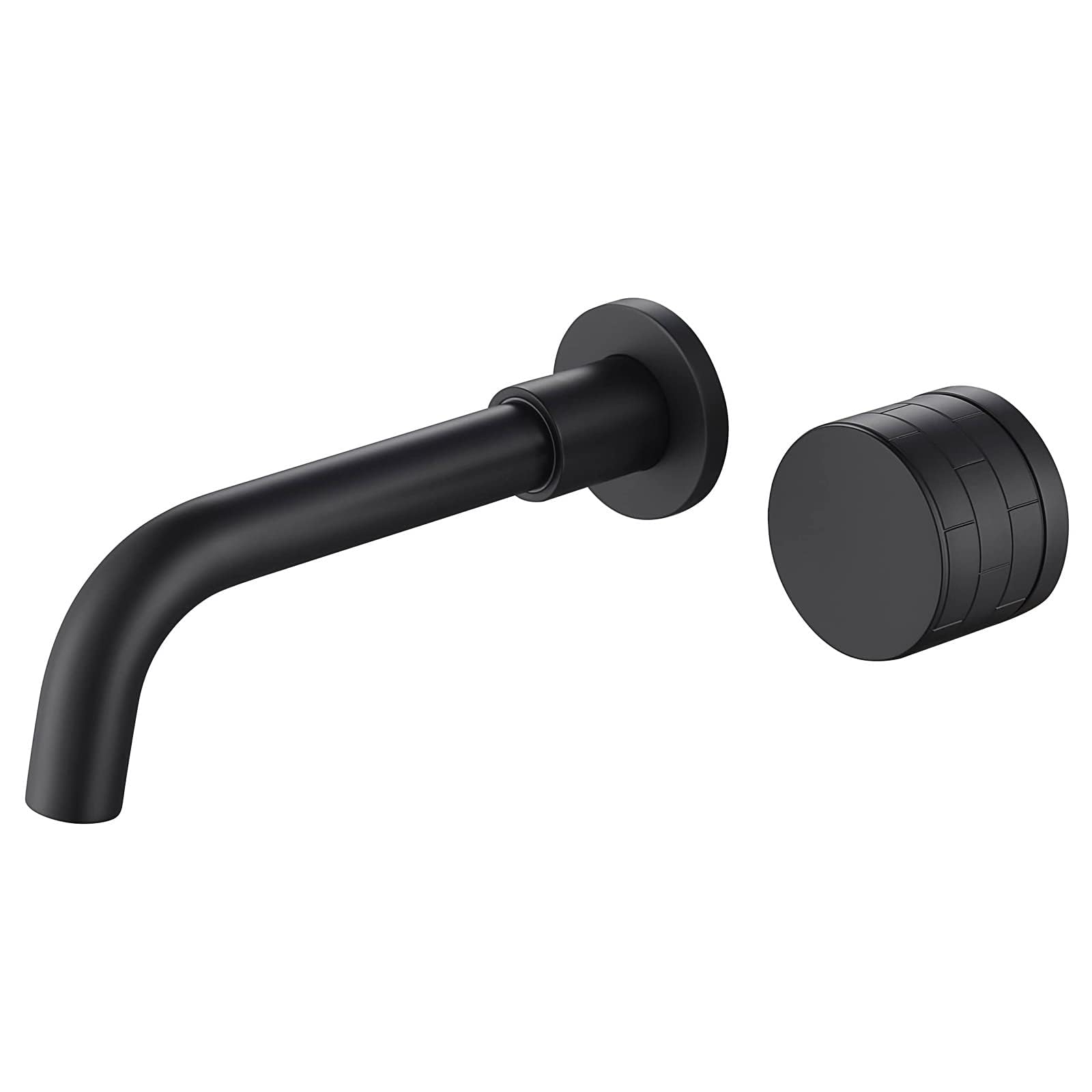 Sailainuo Matte Black Basin Mixer Taps Brass Wall Mounted Bathroom Tap