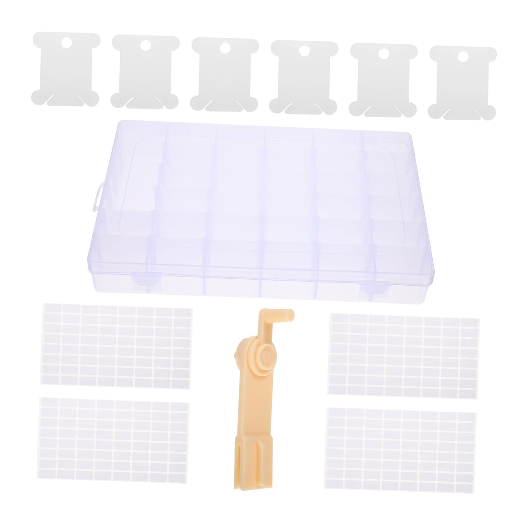 STOBOK 106pcs Embroidery Thread Finishing Box Plastic Bobbin Winder Stickers for Cross Stitching Craft Tools