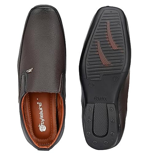 Image of Boldstar Synthetic Leather Black Formal Shoes Slip On for Men (Black)