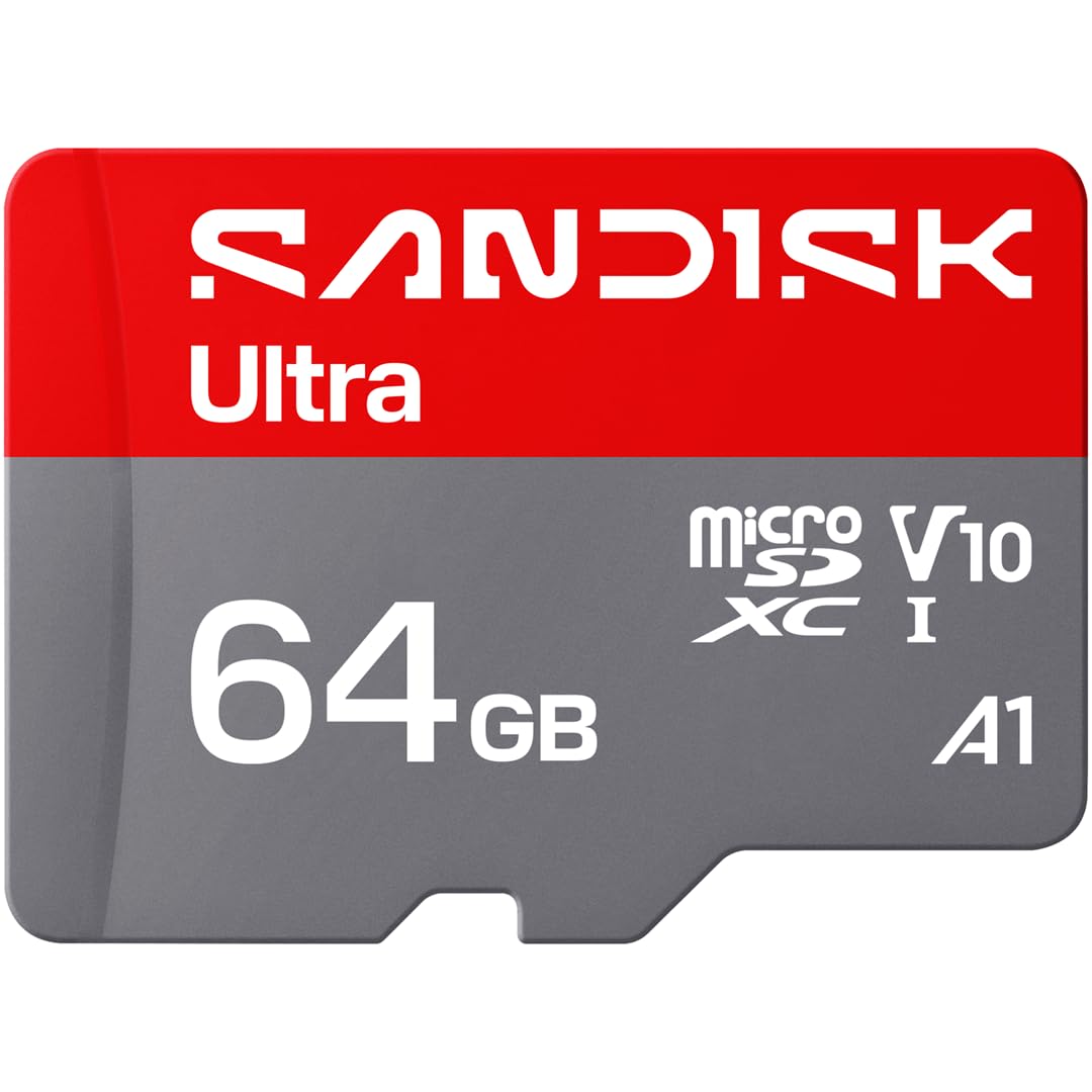SANDISK 64GB Ultra microSD UHS-I Card - Up to 145MB/s Read Speed, Full HD Video, V10, U1, C10, A6 - SDSQUJQ-064G-GZ6MA