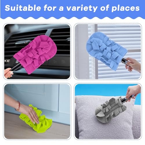 Image of Zubebe 6 Pcs Reusable Duster Refills Fleece,Elegant Color | Soft Polyester Fiber Flat Duster Refill Multi Surface Washable Cleaning Pad Tools for Home, Blinds, Car, Pet, Furniture, Fans