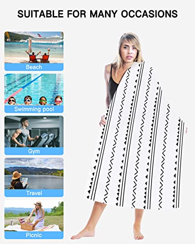 Beach Towel Triangle Pattern Bohemia Geometry Towels For Beach, Bath, Pool, Gym, Yoga-Lightweight, Quick Dry Oversized Beach Towel - Compact Travel Towel 31X63 Inch #TOP1
