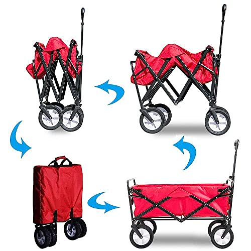 FAZENHUA Trolleys, Gartenwagen, Faltbarer Wagen, robuster Festivalwagen, Zugwagen, LKW-Transportwagen, zusammenklappbar mit Bremsrädern, 80 kg/176 Pfund Kapazität – Bild 5