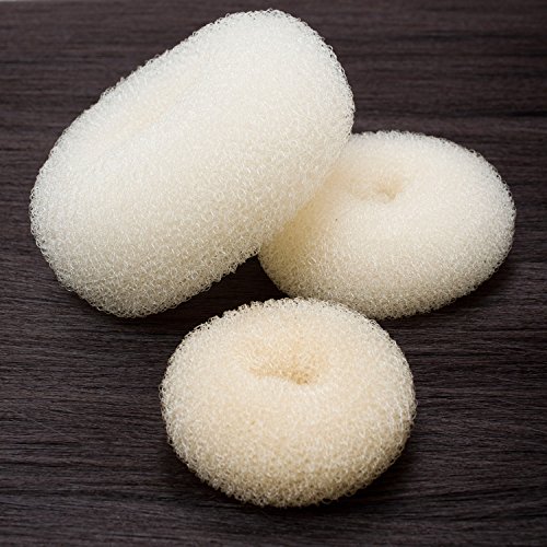 Foto von CareforYou 3-teiliges Donut-Set für Haarknoten, Ring-Stil für Chignon, Kinder, Damen, Mädchen, extra (1 groß, 1 mittel, 1 klein) (beige)