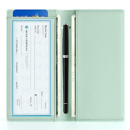 Image of CoBak Checkbook Cover for Women & Men - PU Leather Case with RFID Blocking | Classic Design Check Book Holder for Personal and Business
