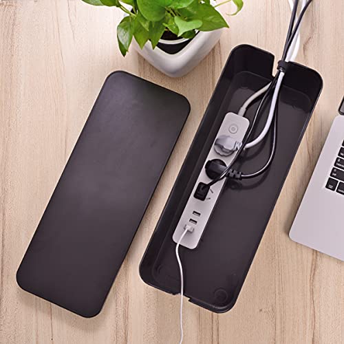 Cable Management Box, Large Cord Organizer Box to Hide Power Strip & Under Desk,TV Computer Wires Cable Organizer Hider Box with Cable Clips&Reusable Cable Ties for Home/Office(Black) - Image 6
