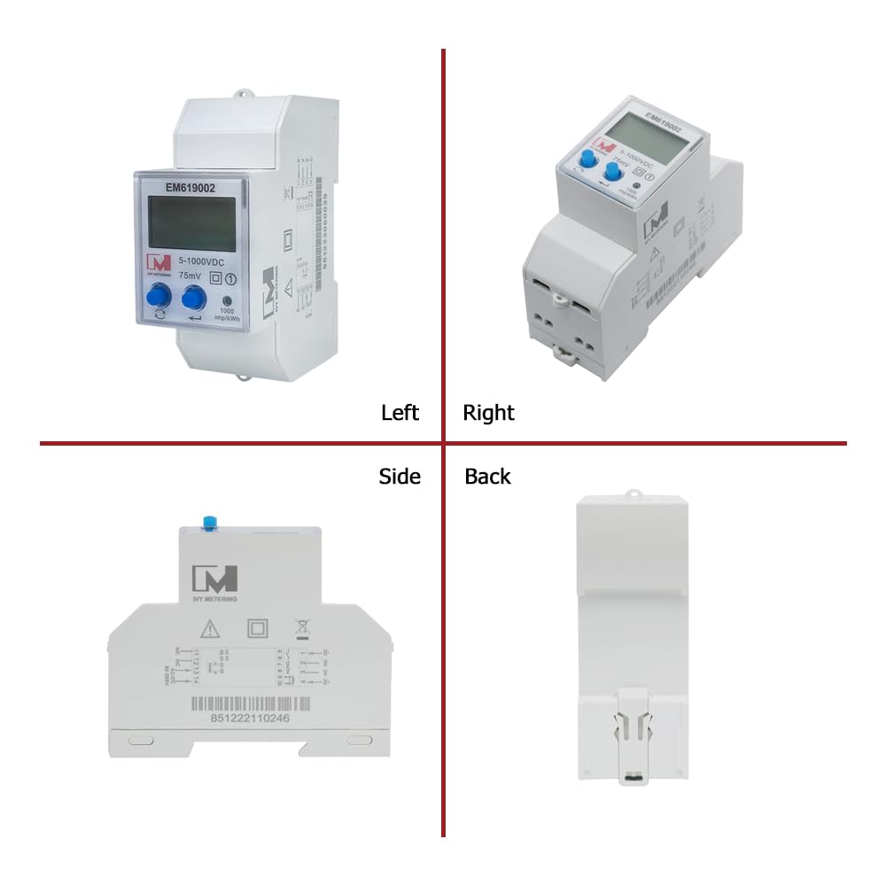 Ivy EM619002, jednofazowy miernik energii RS485 DLT645 i Modbus 2000 A, 1000 VDC, kWh, inteligentny miernik energii, z pulsomierzem i wyświetlaczem LCD